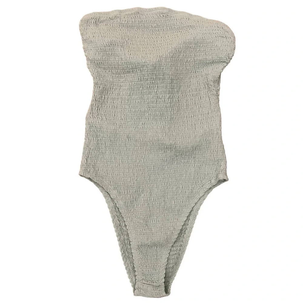 Free People Beach Chiara Mint Green Smocked Tie Back Bodysuit Only Small - Picture 2 of 7